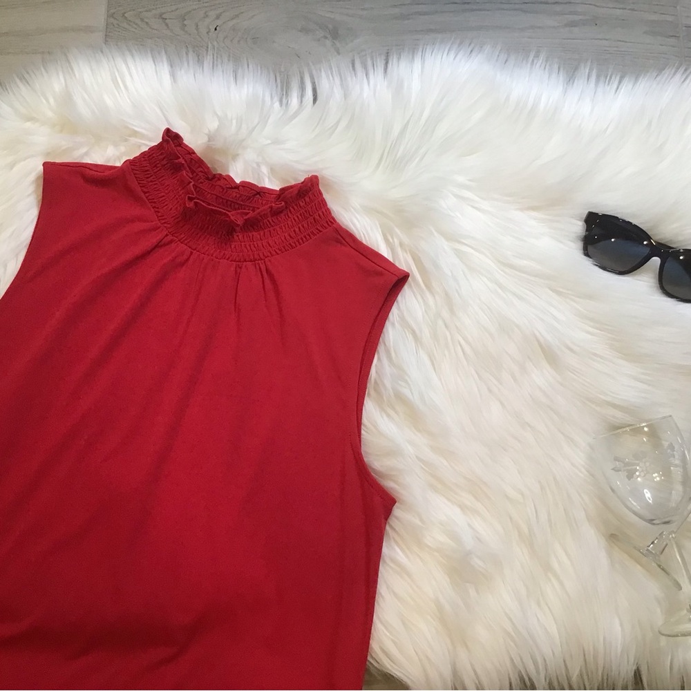 Ann Taylor Sleeveless Red Blouse